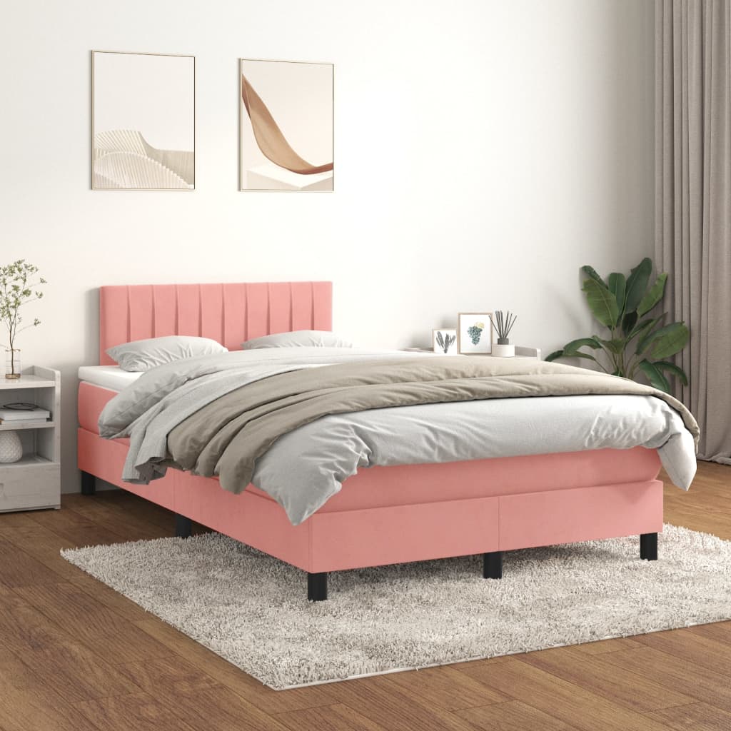 Box spring krevet s madracem ružičasti 120 x 200 cm baršunasti