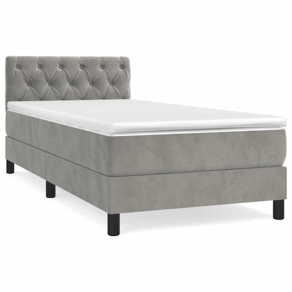 Box spring krevet s madracem svjetlosivi 80 x 200 cm baršunasti