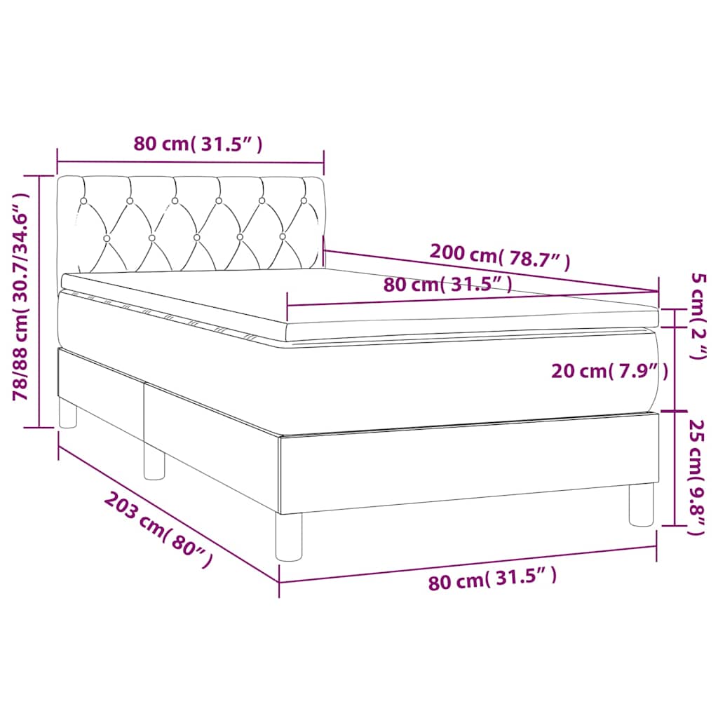Box spring krevet s madracem crni 80 x 200 cm baršunasti