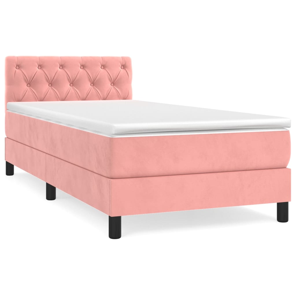 Box spring krevet s madracem ružičasti 80 x 200 cm baršunasti