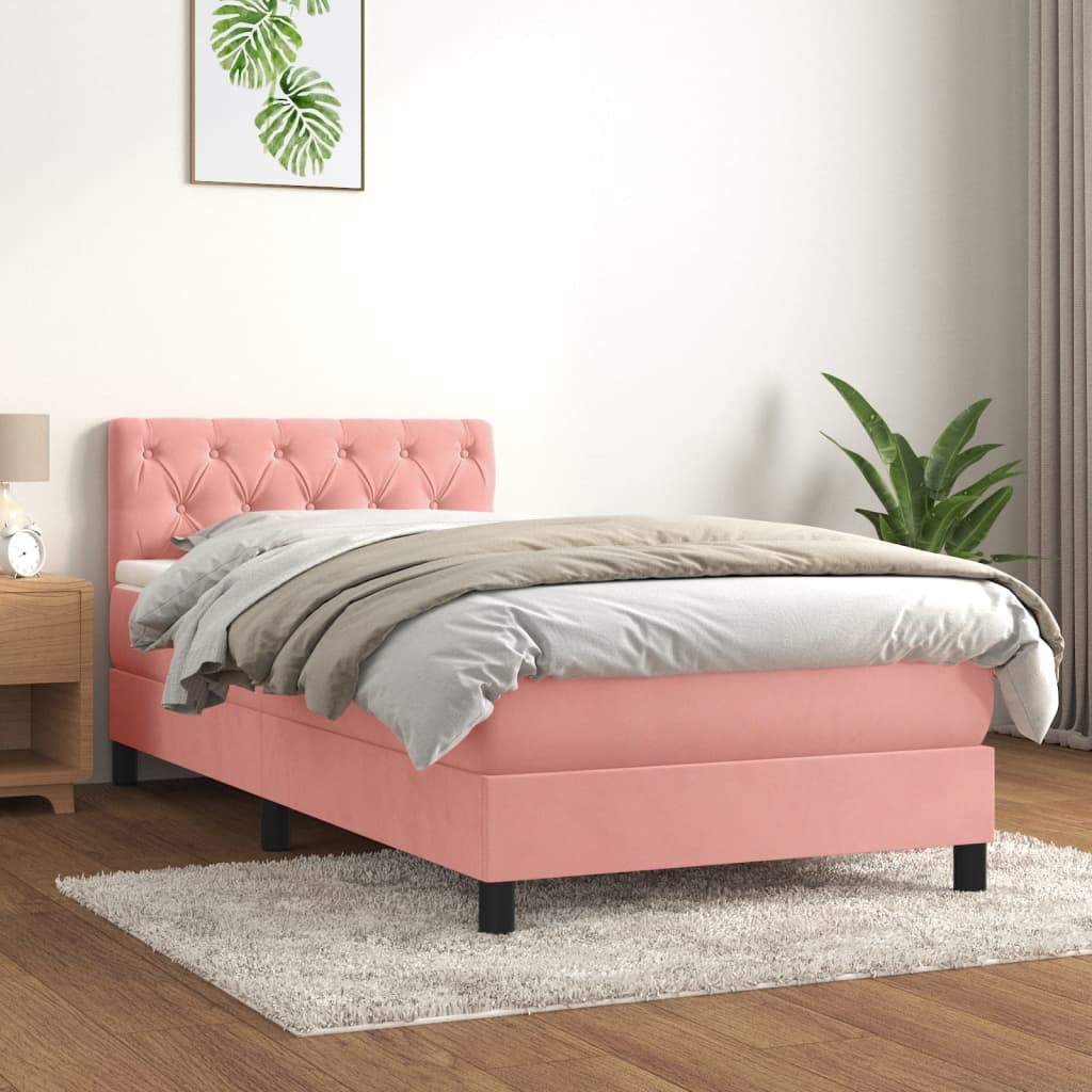 Box spring krevet s madracem ružičasti 80 x 200 cm baršunasti