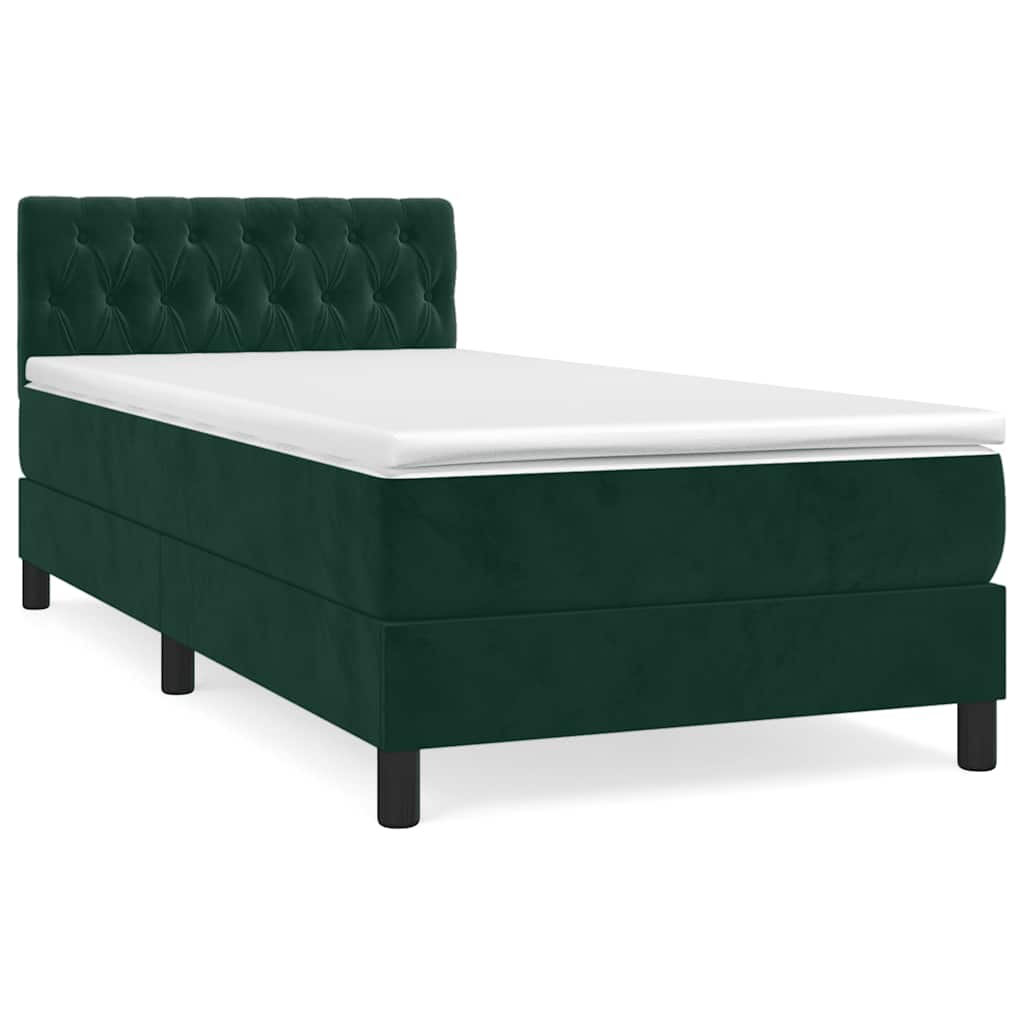 Box spring krevet s madracem tamnozeleni 100x200 cm baršunasti