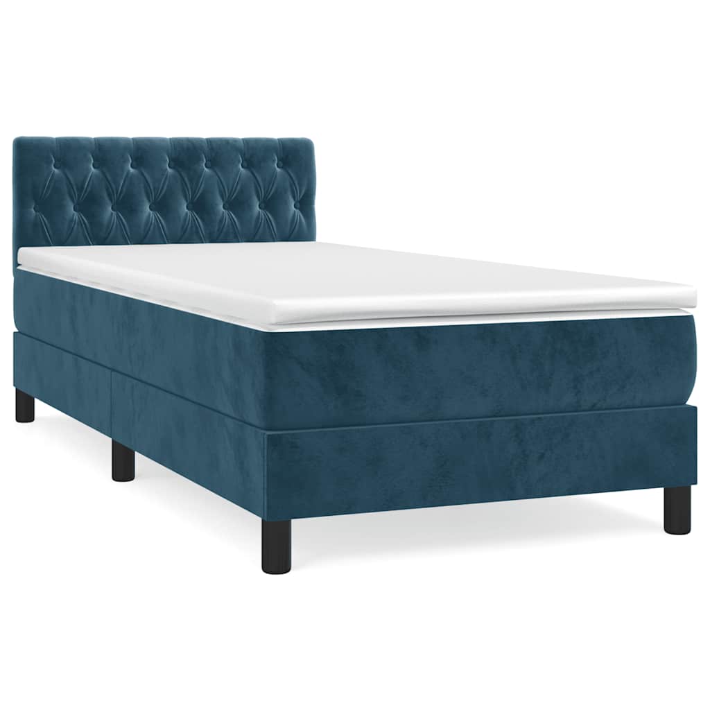Box spring krevet s madracem tamnoplavi 100x200 cm baršunasti