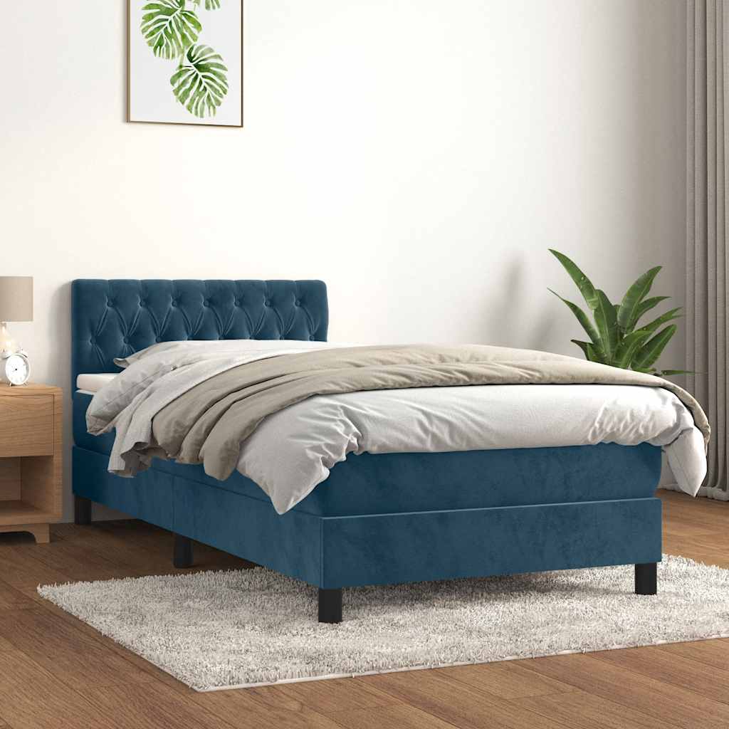Box spring krevet s madracem tamnoplavi 100x200 cm baršunasti
