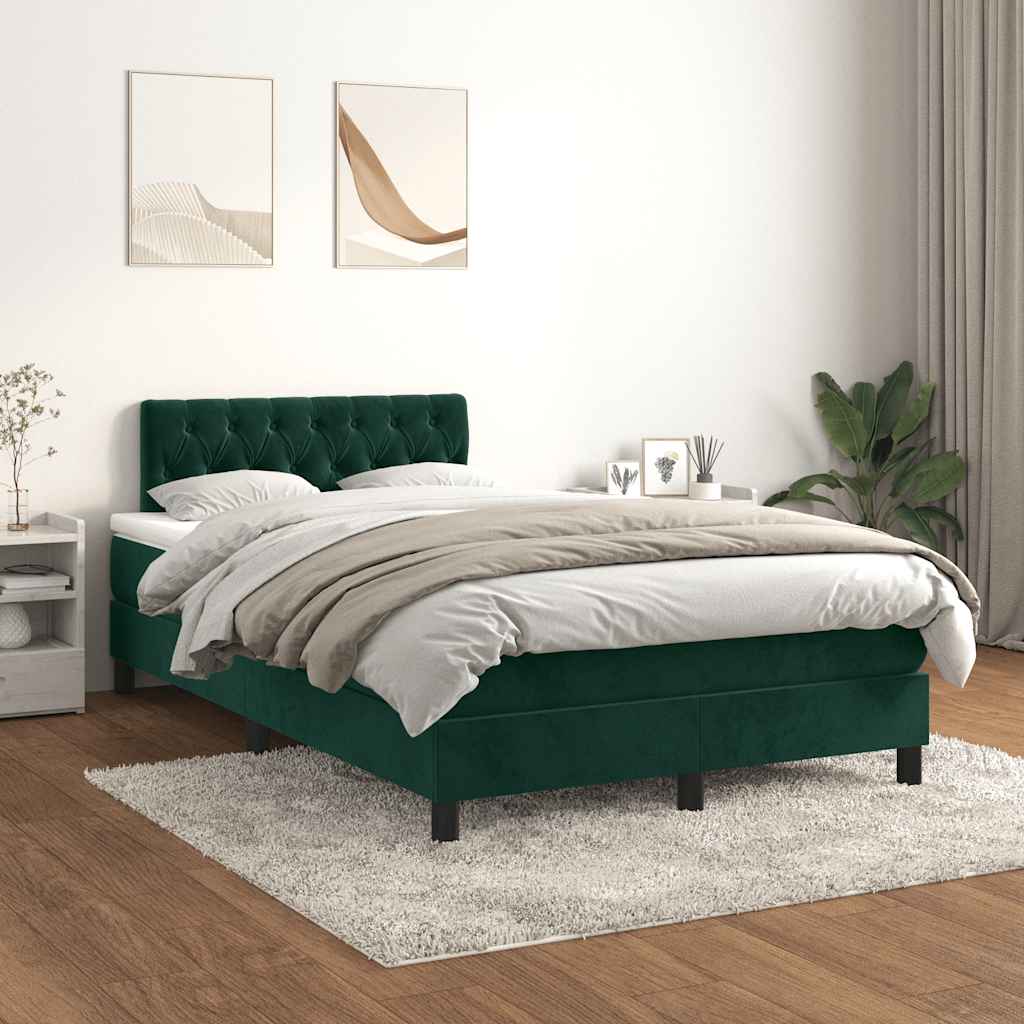 Box spring krevet s madracem tamnozeleni 120x200 cm baršunasti