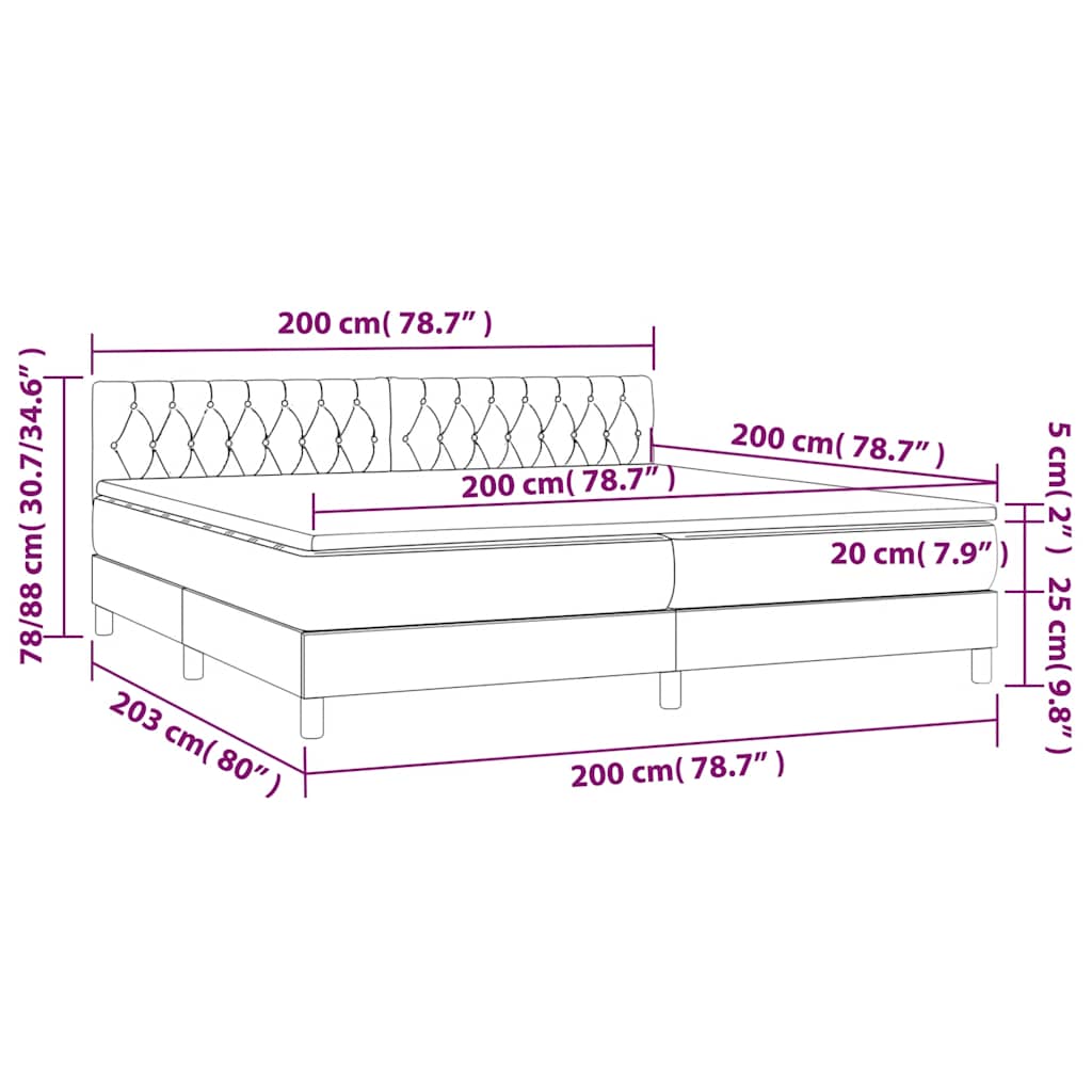Krevet s oprugama i madracem crni 200x200 cm baršunasti