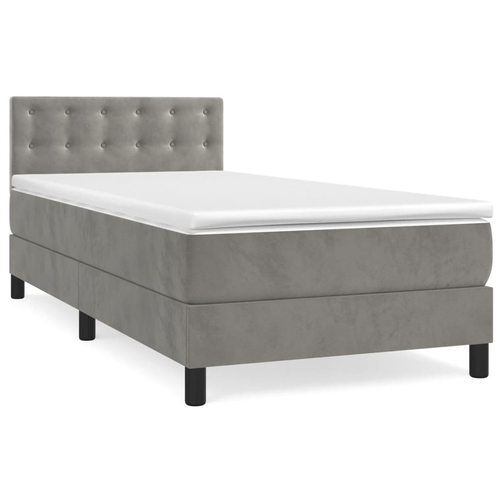 Box spring krevet s madracem svjetlosivi 80 x 200 cm baršunasti