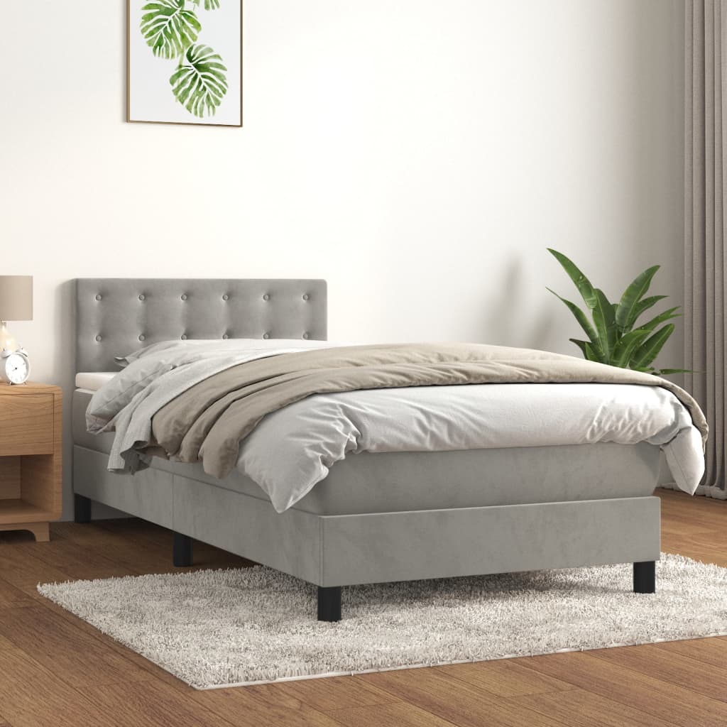Box spring krevet s madracem svjetlosivi 80 x 200 cm baršunasti