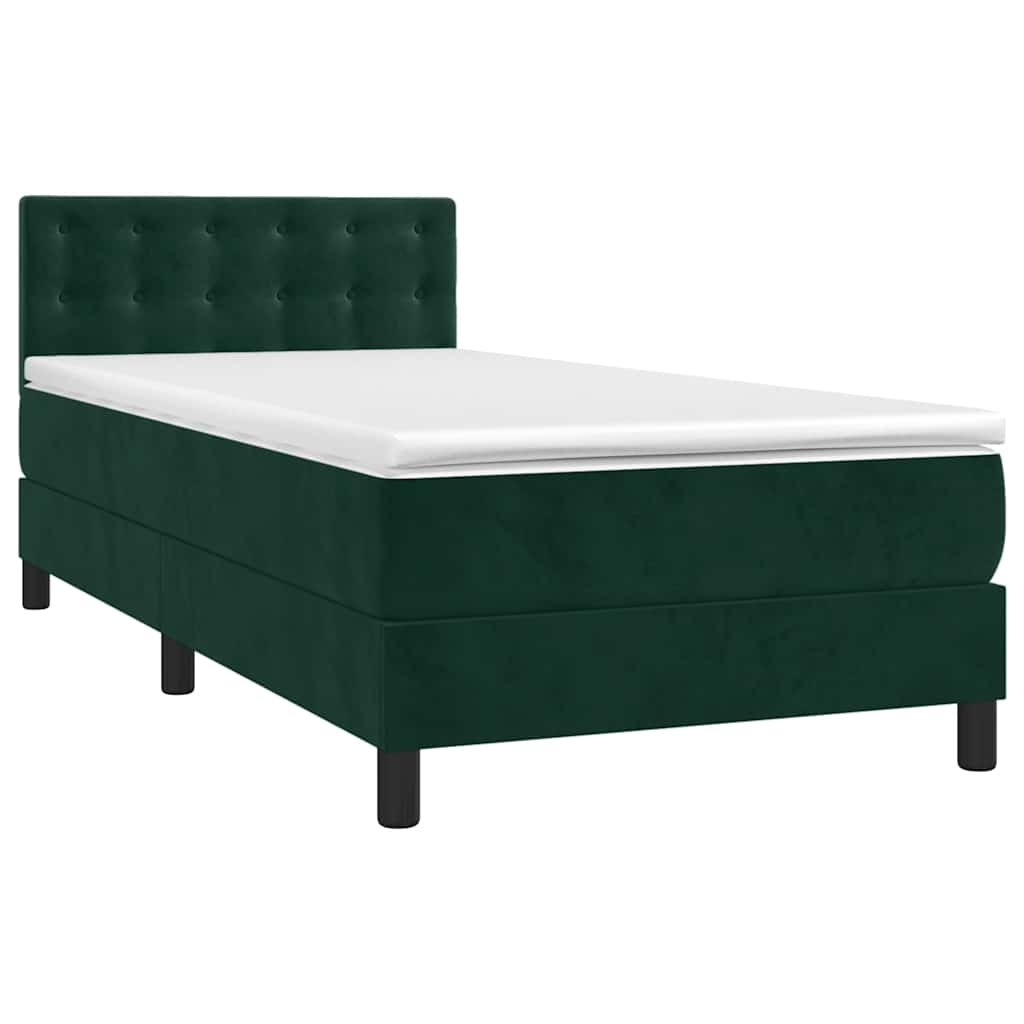 Box spring krevet s madracem tamnozeleni 90x200 cm baršunasti