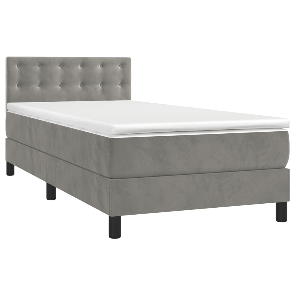 Box spring krevet s madracem svjetlosivi 100x200 cm baršunasti