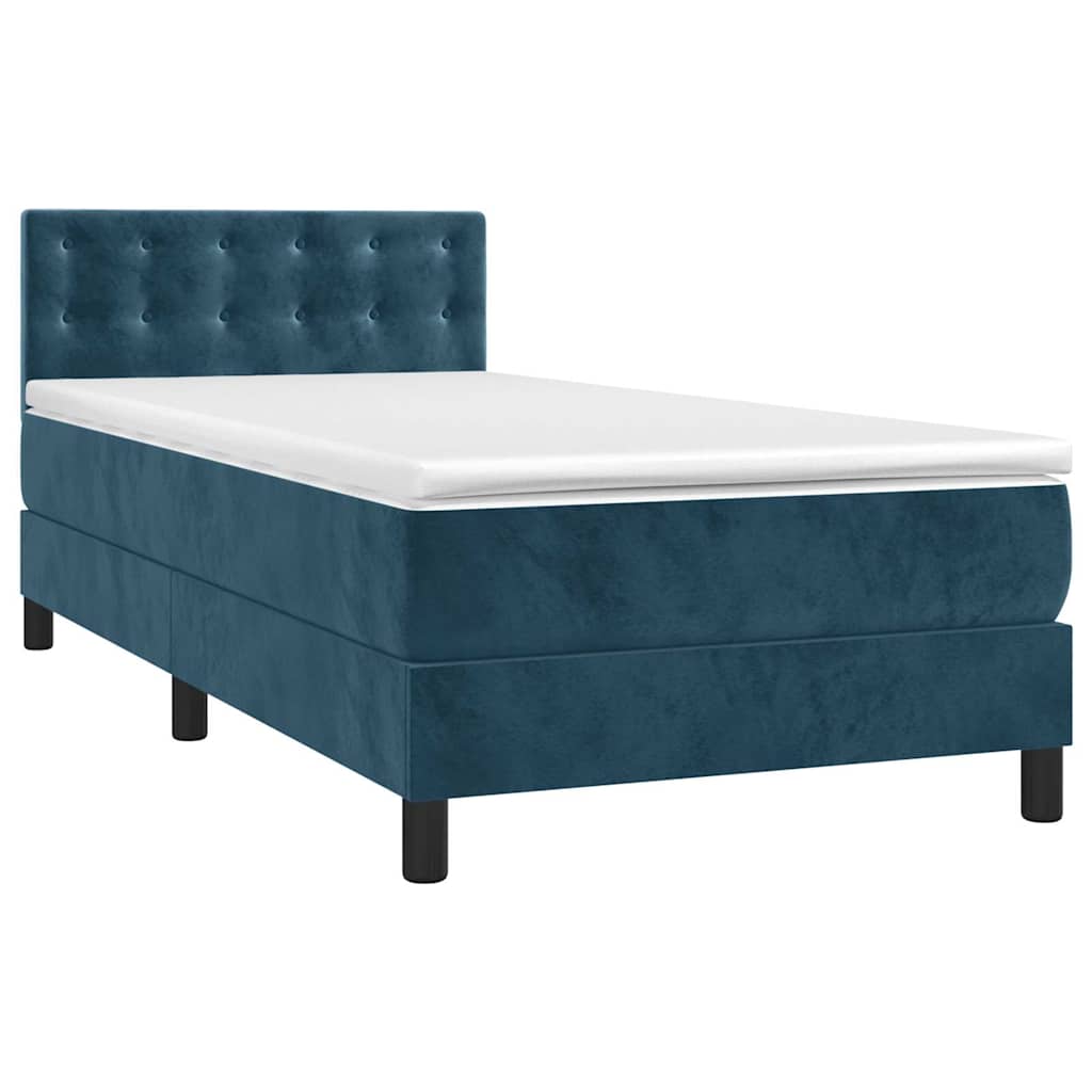 Box spring krevet s madracem tamnoplavi 100x200 cm baršunasti