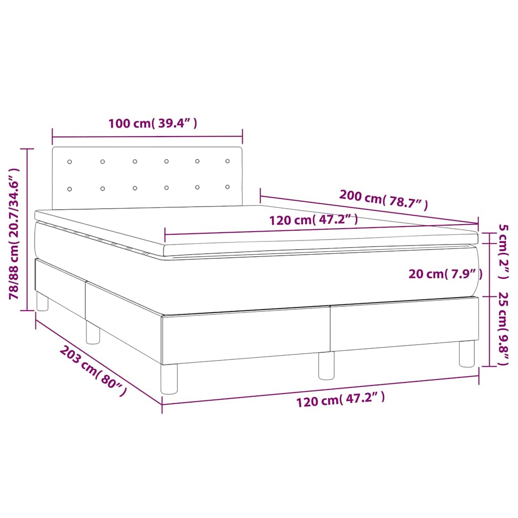 Box spring krevet s madracem crni 120 x 200 cm baršunasti