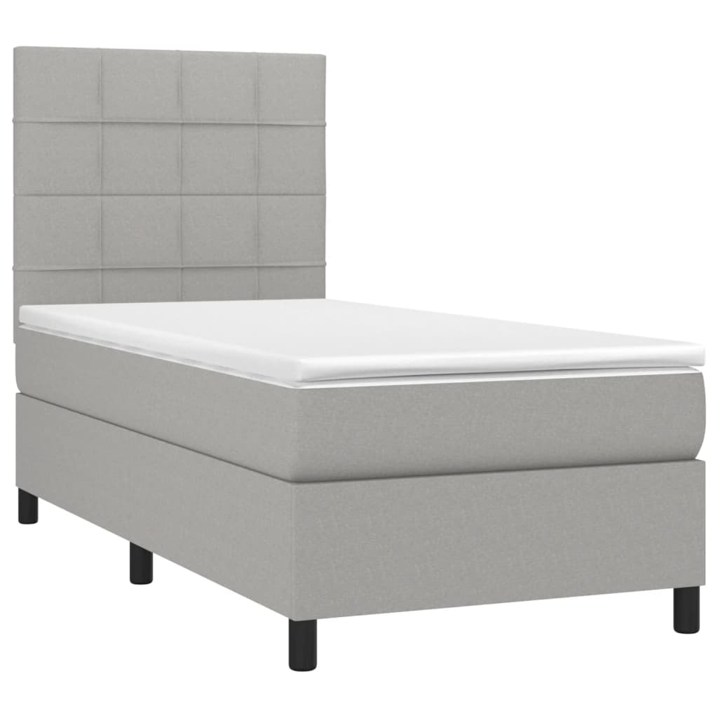 Krevet s oprugama i madracem svjetlosivi 100x200 cm od tkanine