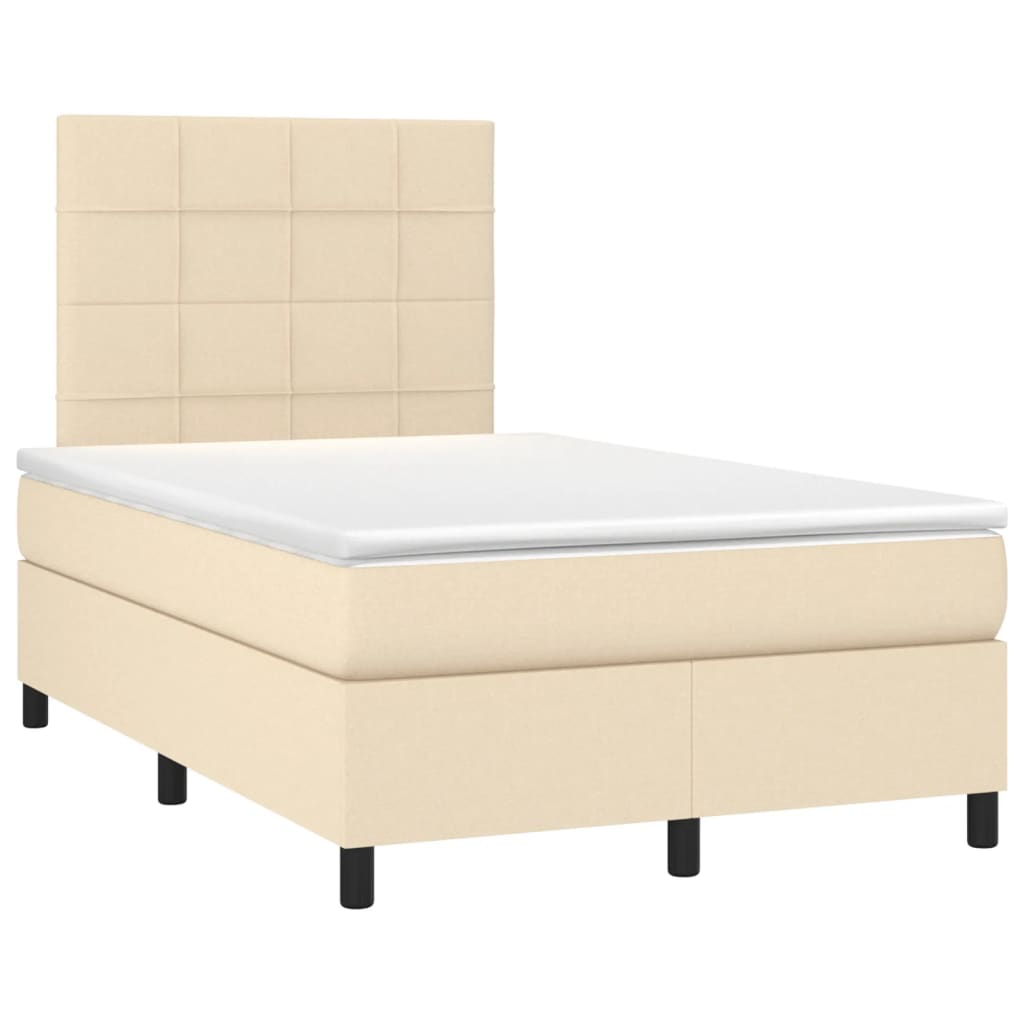 Krevet s oprugama i madracem krem 120 x 200 cm od tkanine