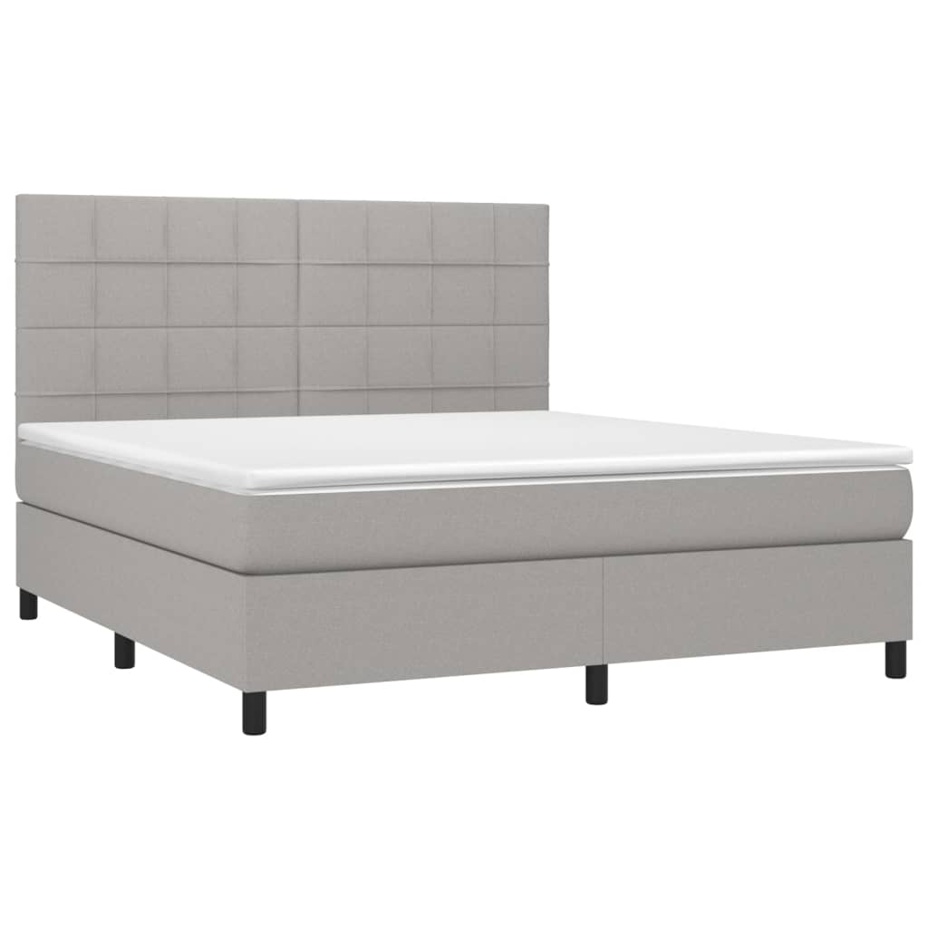 Krevet box spring s madracem svjetlosiva 160x200 cm tkanina