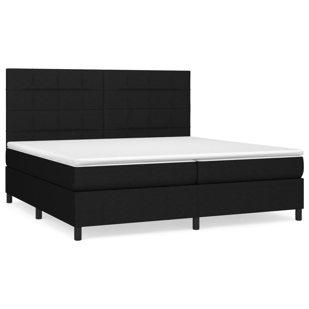 Krevet s oprugama i madracem crni 200x200 cm od tkanine