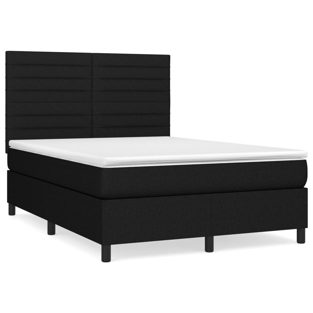 Krevet s oprugama i madracem crni 140 x 190 cm od tkanine