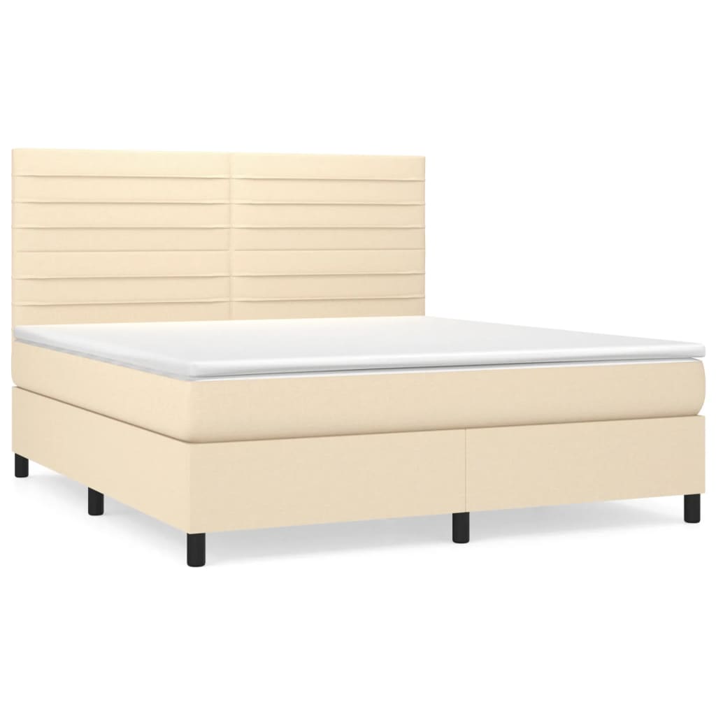 Krevet s oprugama i madracem krem 160x200 cm od tkanine