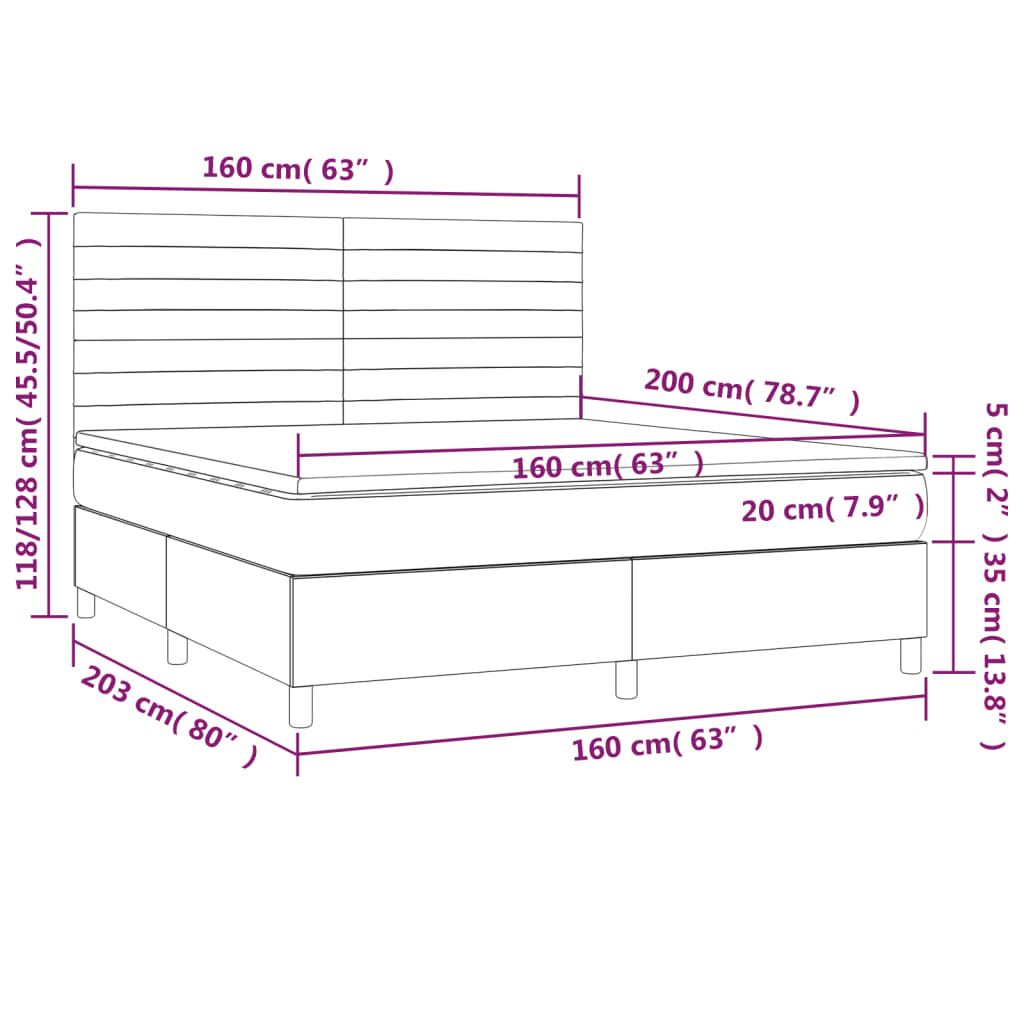 Krevet s oprugama i madracem krem 160x200 cm od tkanine