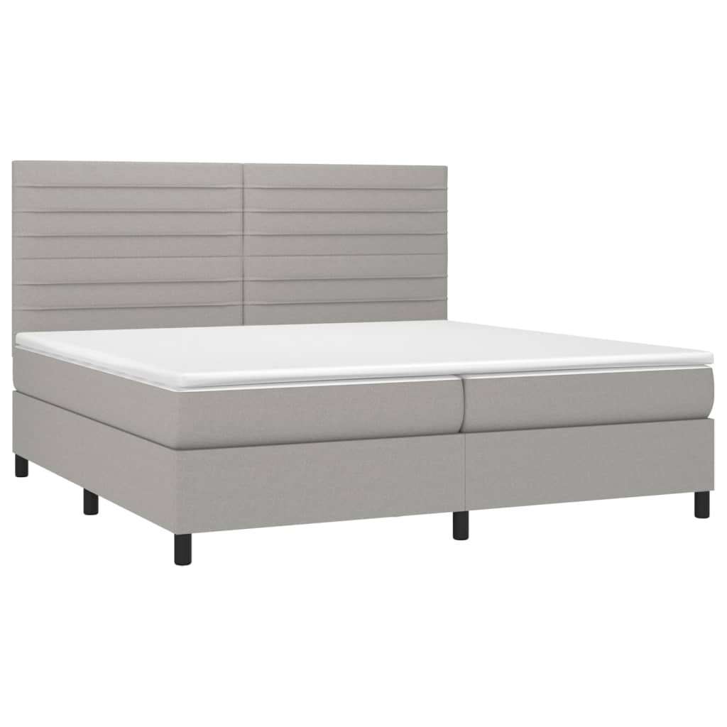 Krevet s oprugama i madracem svjetlosivi 200 x 200cm od tkanine