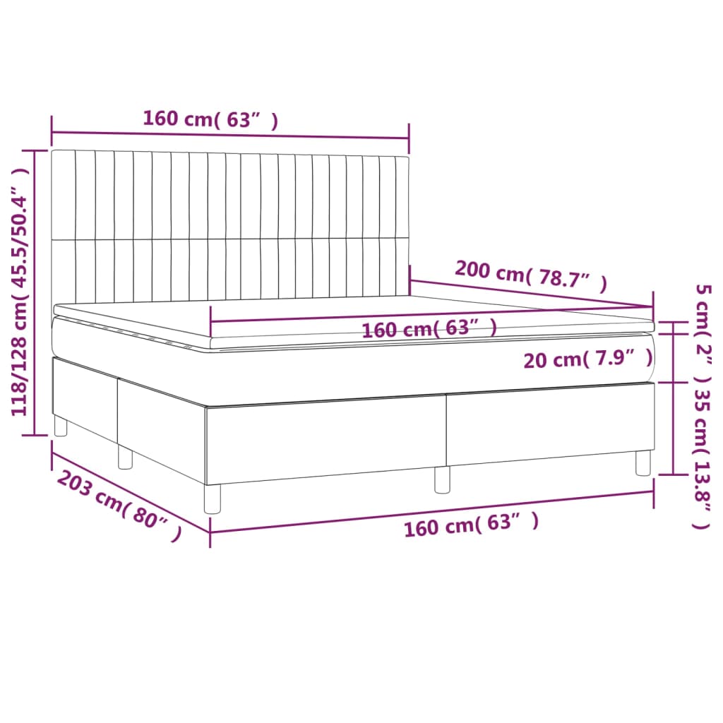 Krevet s oprugama i madracem krem 160x200 cm od tkanine