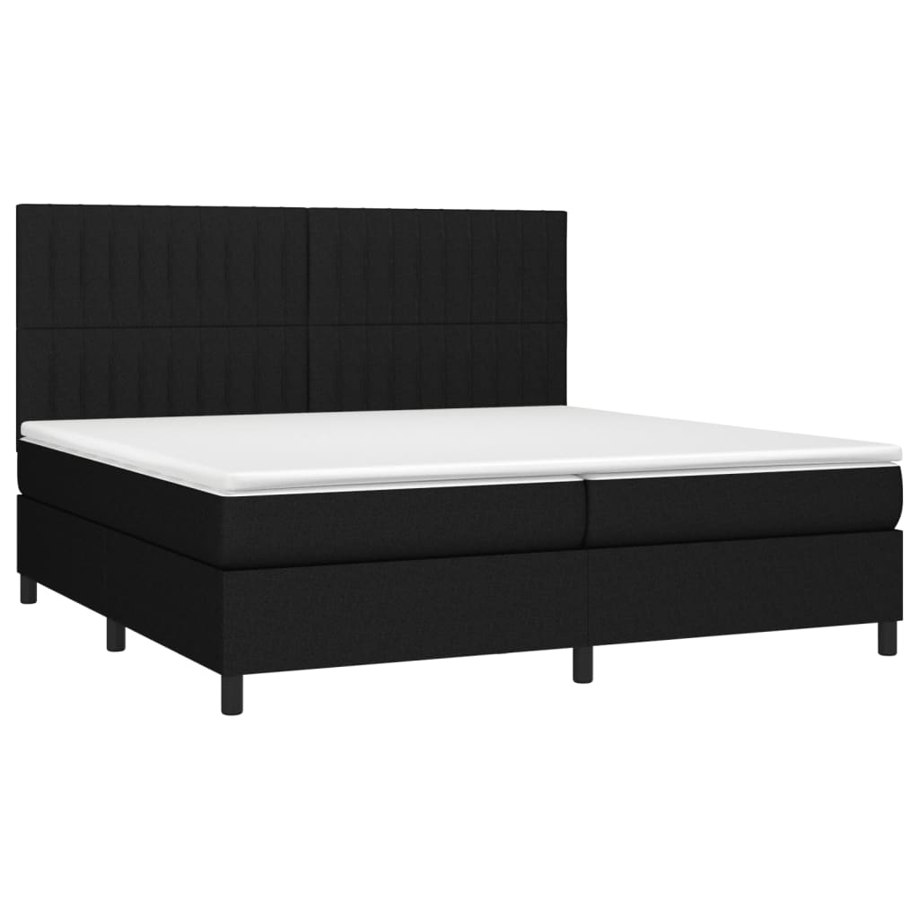 Krevet s oprugama i madracem crni 200x200 cm od tkanine