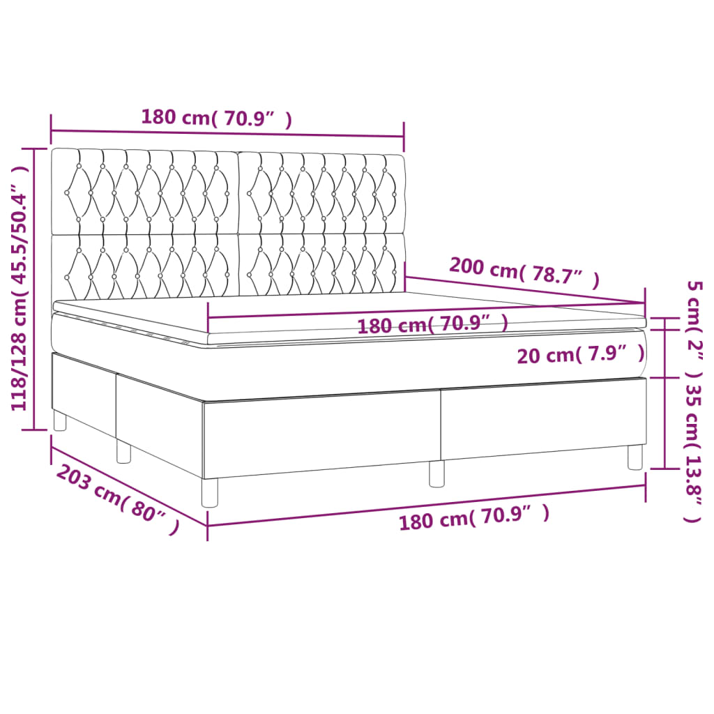 Krevet s oprugama i madracem krem 180x200 cm od tkanine