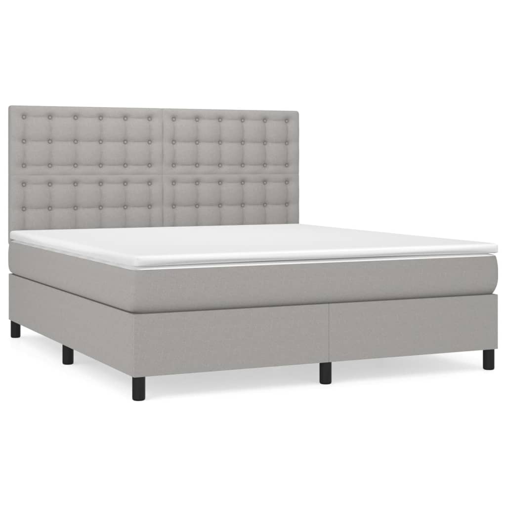 Krevet box spring s madracem svjetlosiva 160x200 cm tkanina