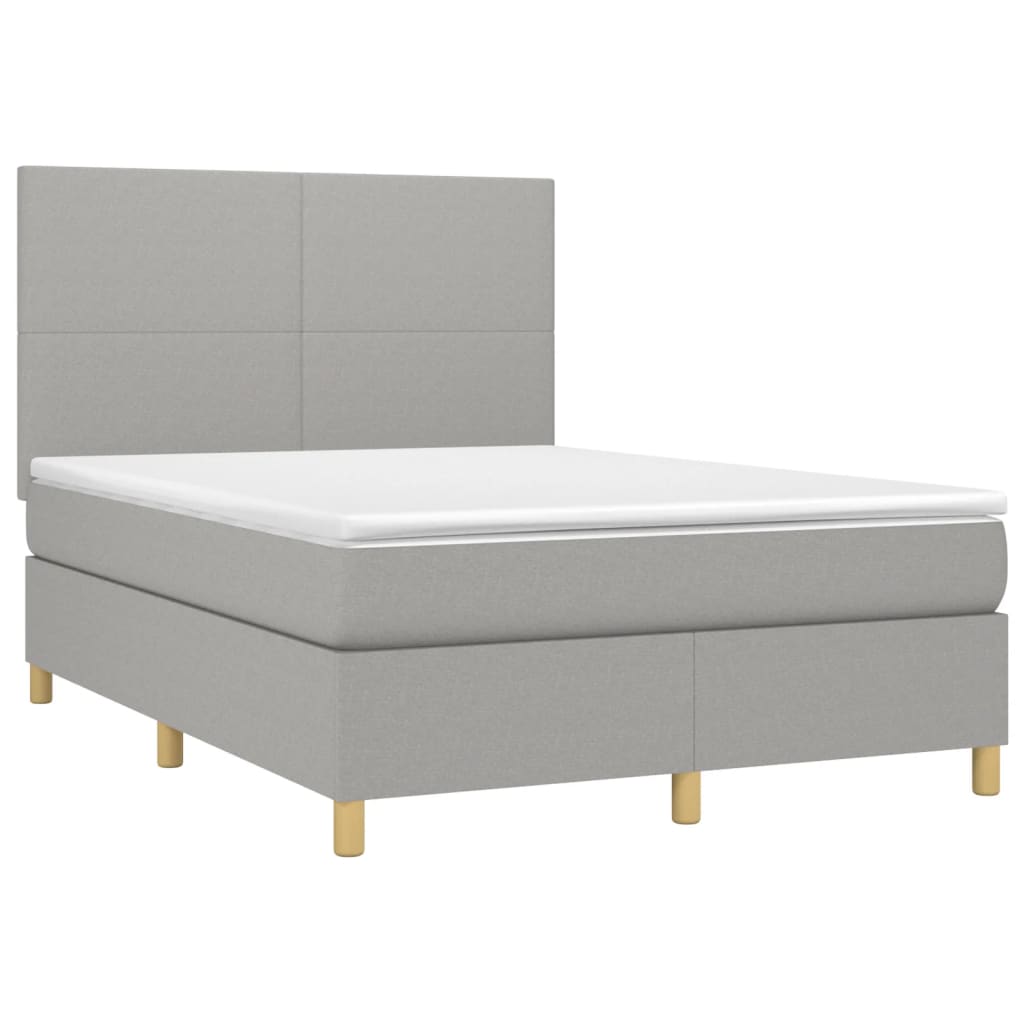 Krevet s oprugama i madracem svjetlosivi 140x190 cm od tkanine