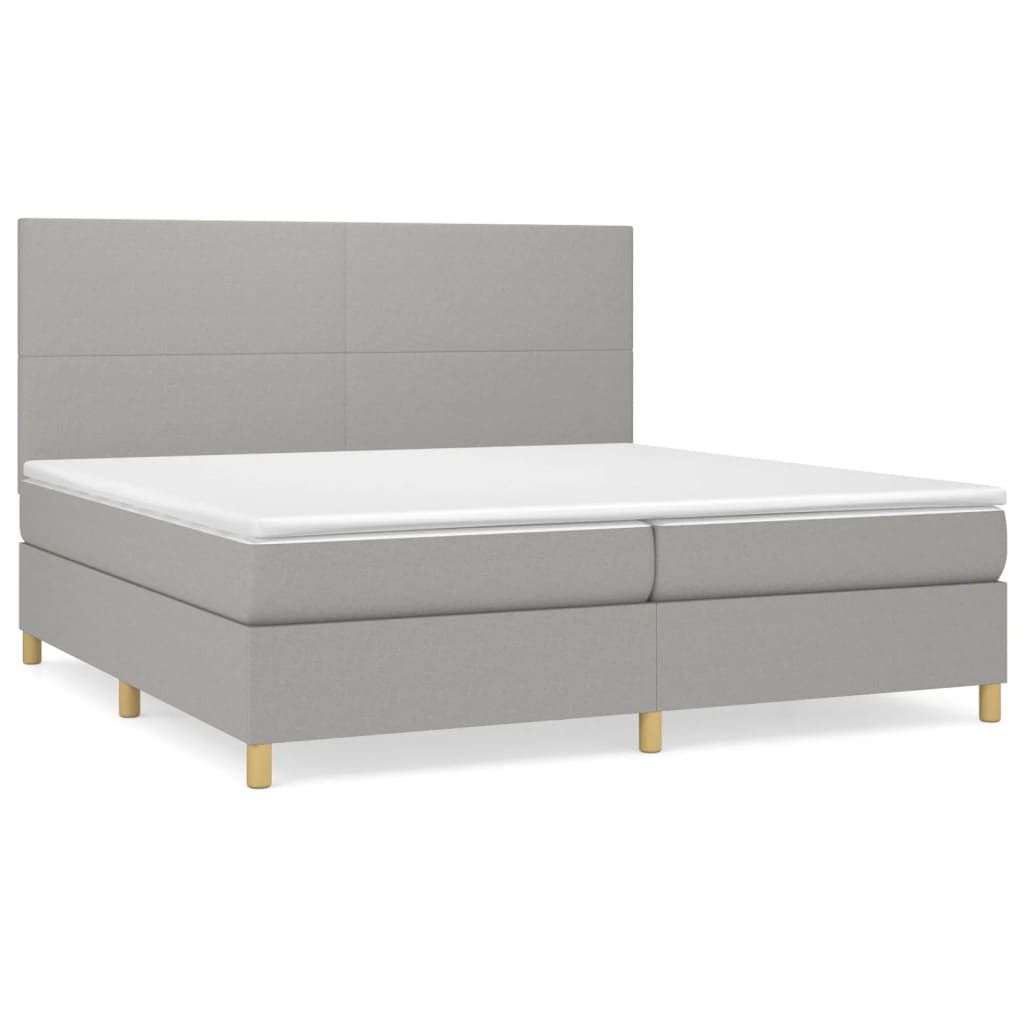 Krevet s oprugama i madracem svjetlosivi 200 x 200cm od tkanine