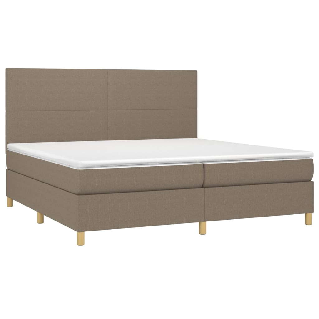 Krevet s oprugama i madracem smeđesivi 200x200 cm od tkanine