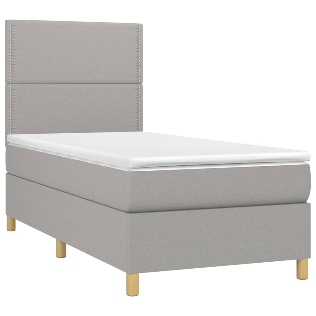 Box spring krevet s madracem svjetlosivi 90x190 cm od tkanine