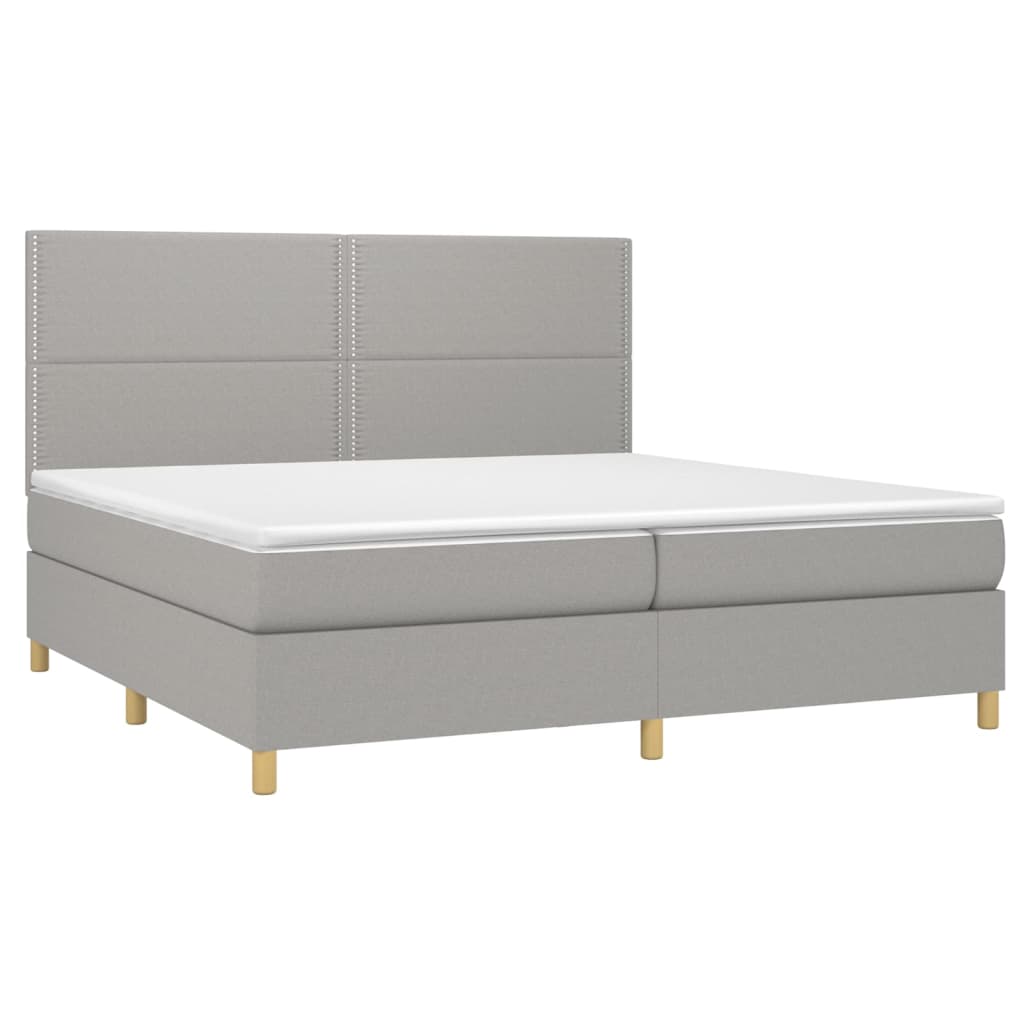 Krevet s oprugama i madracem svjetlosivi 200 x 200cm od tkanine