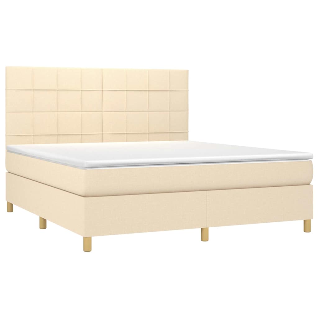 Krevet s oprugama i madracem krem 160x200 cm od tkanine
