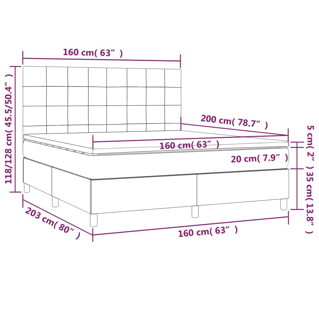 Krevet s oprugama i madracem krem 160x200 cm od tkanine