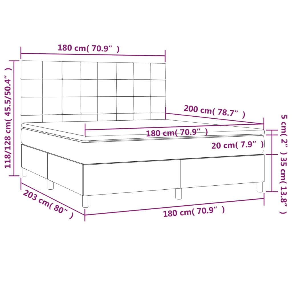 Krevet s oprugama i madracem krem 180x200 cm od tkanine