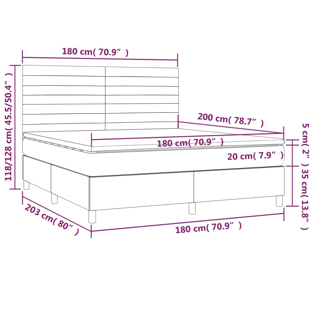 Krevet s oprugama i madracem krem 180x200 cm od tkanine