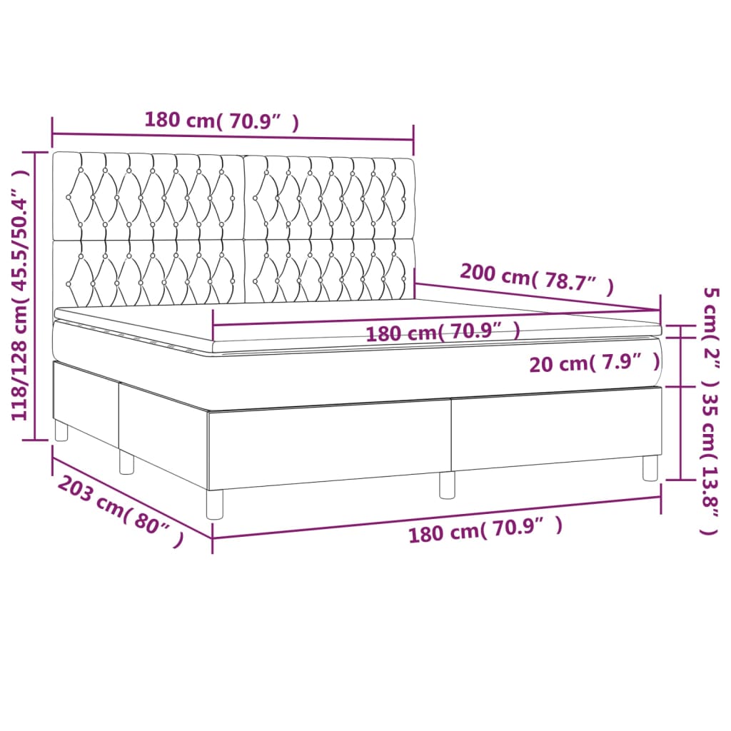 Krevet s oprugama i madracem krem 180x200 cm od tkanine