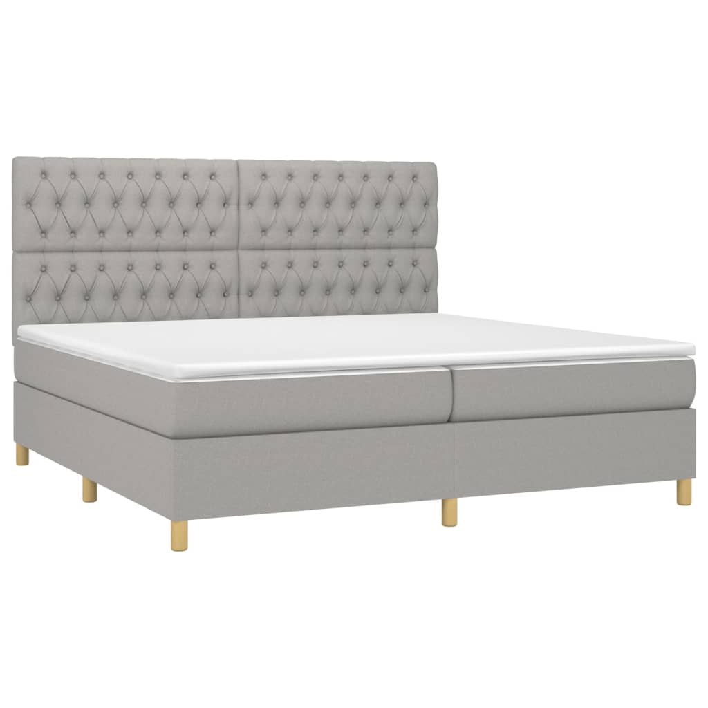 Krevet s oprugama i madracem svjetlosivi 200 x 200cm od tkanine