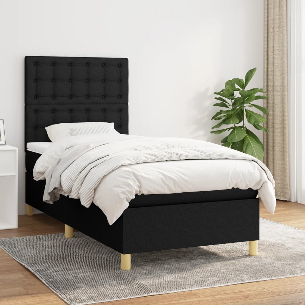 Box spring krevet s madracem crni 80 x 200 cm od tkanine