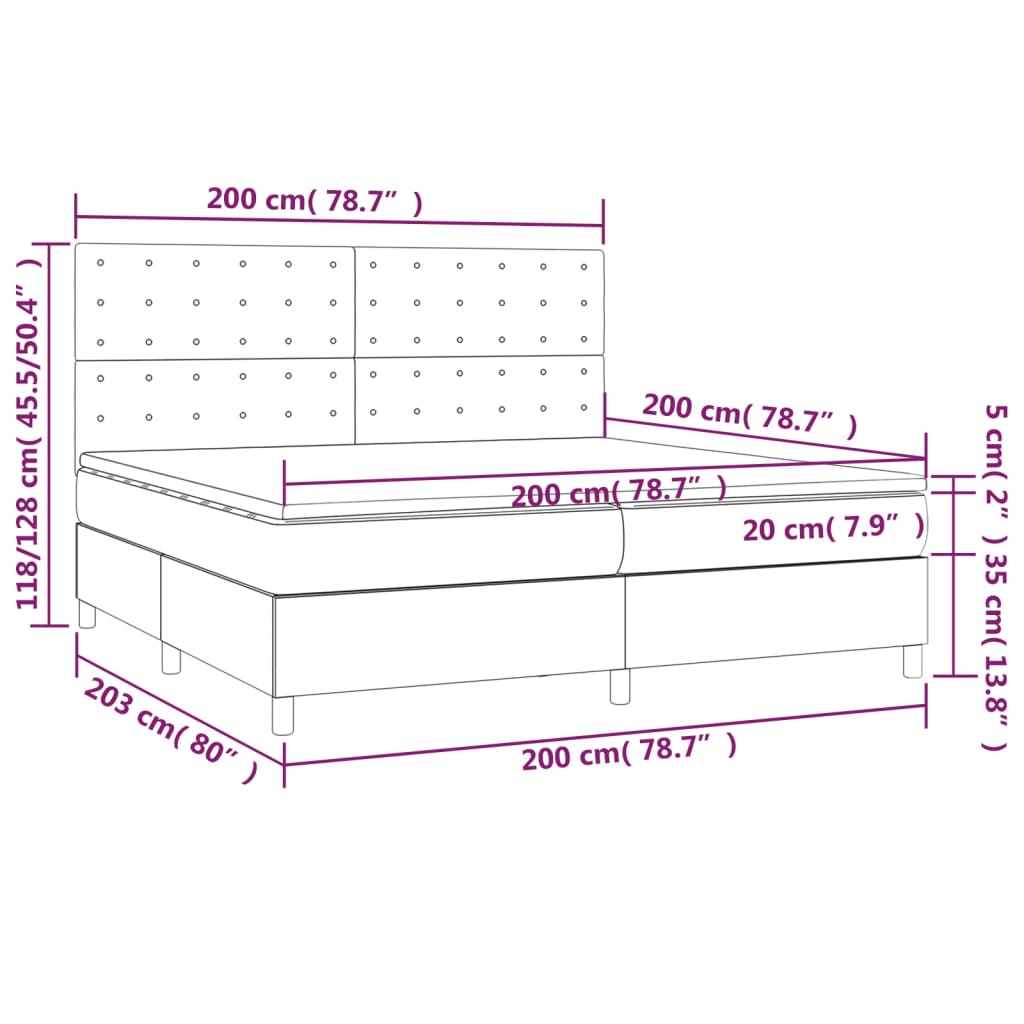 Krevet s oprugama i madracem smeđesivi 200x200 cm od tkanine