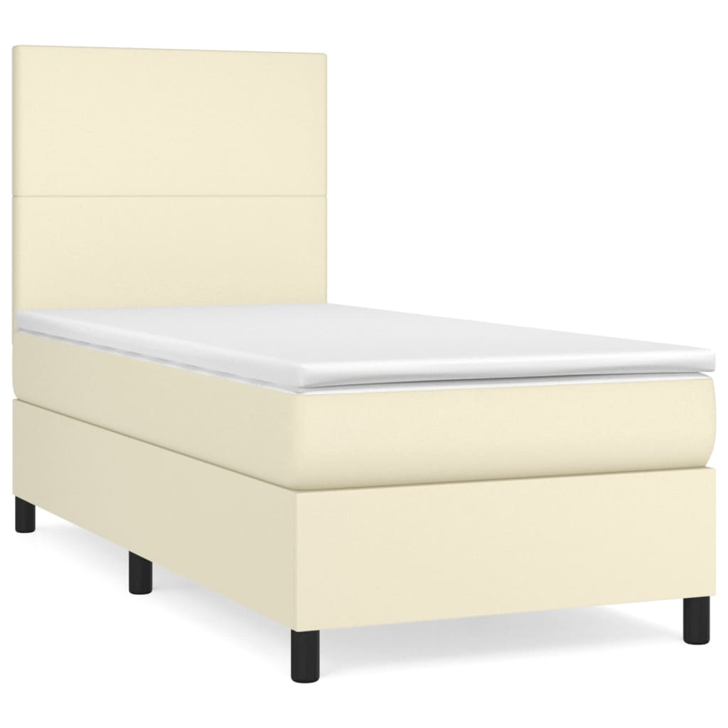 Krevet s oprugama i madracem krem 80 x 200 cm od umjetne kože