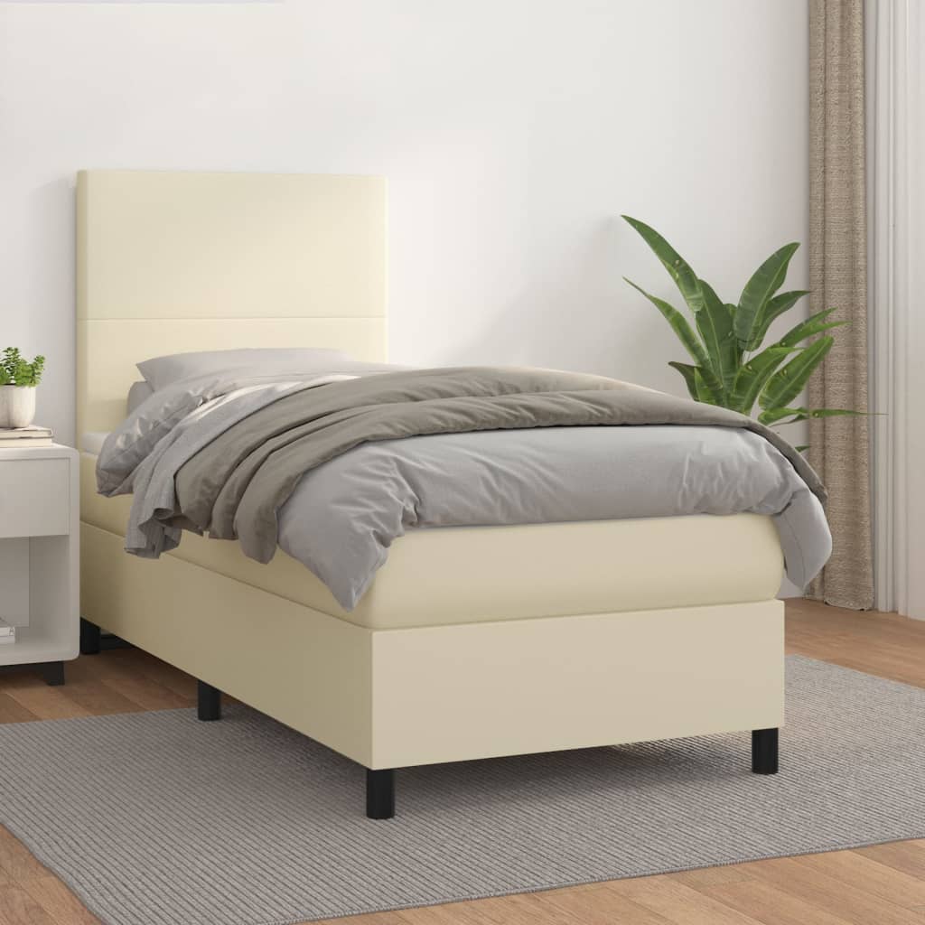 Krevet s oprugama i madracem krem 80 x 200 cm od umjetne kože