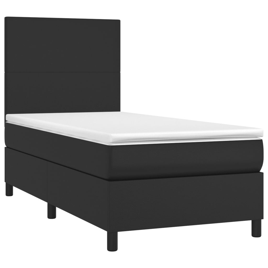 Krevet s oprugama i madracem crni 90x190 cm od umjetne kože
