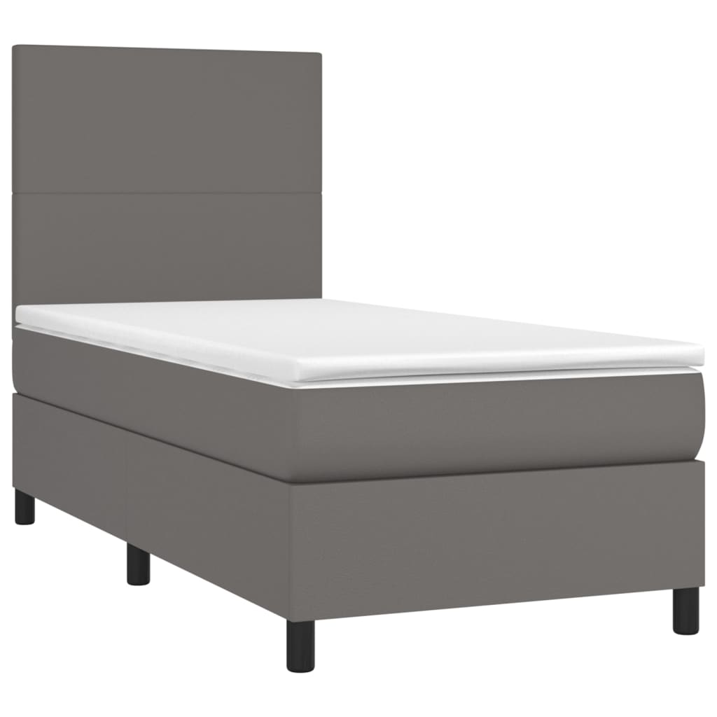 Krevet s oprugama i madracem sivi 90 x 190 cm od umjetne kože