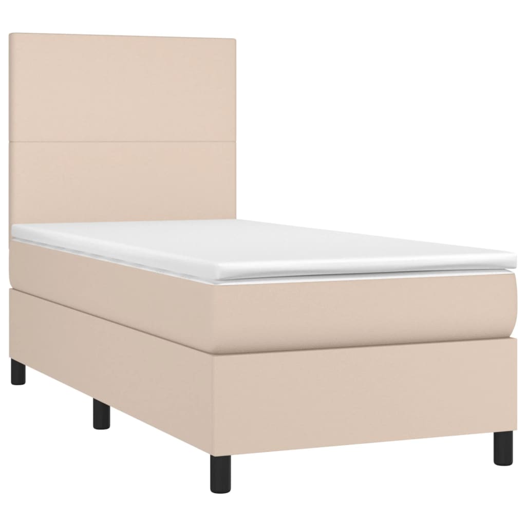 Krevet s oprugama i madrac cappuccino 90x200 cm od umjetne kože