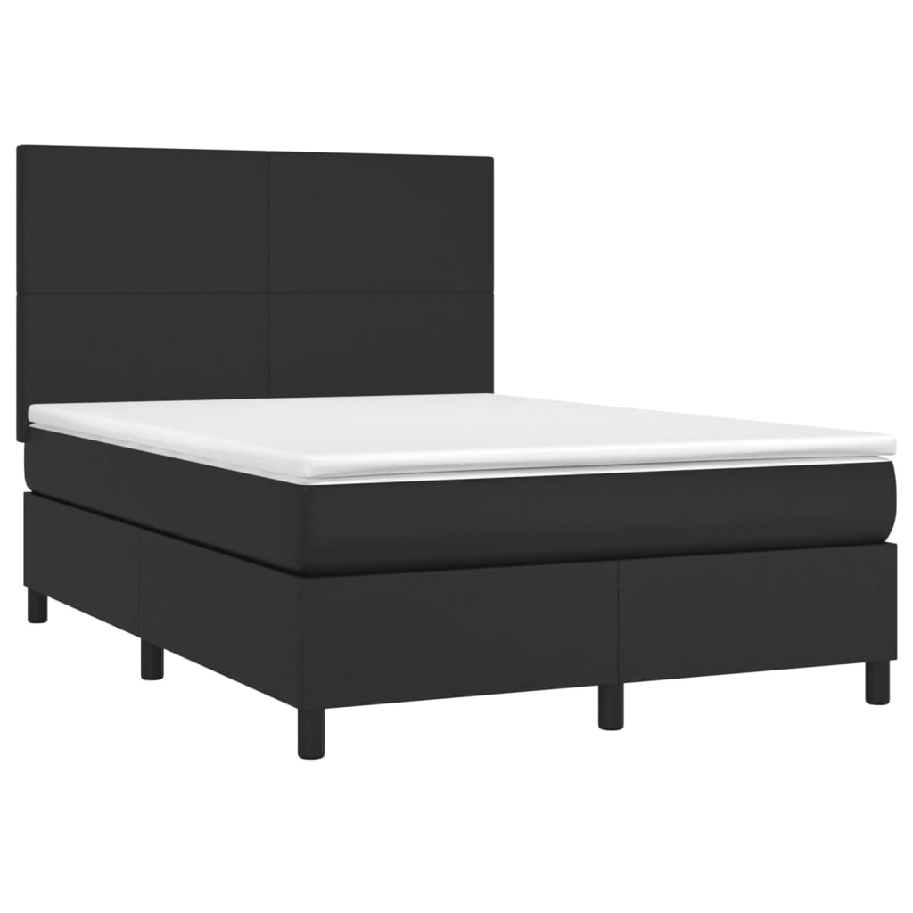 Krevet s oprugama i madracem crni 140 x 190 cm od umjetne kože