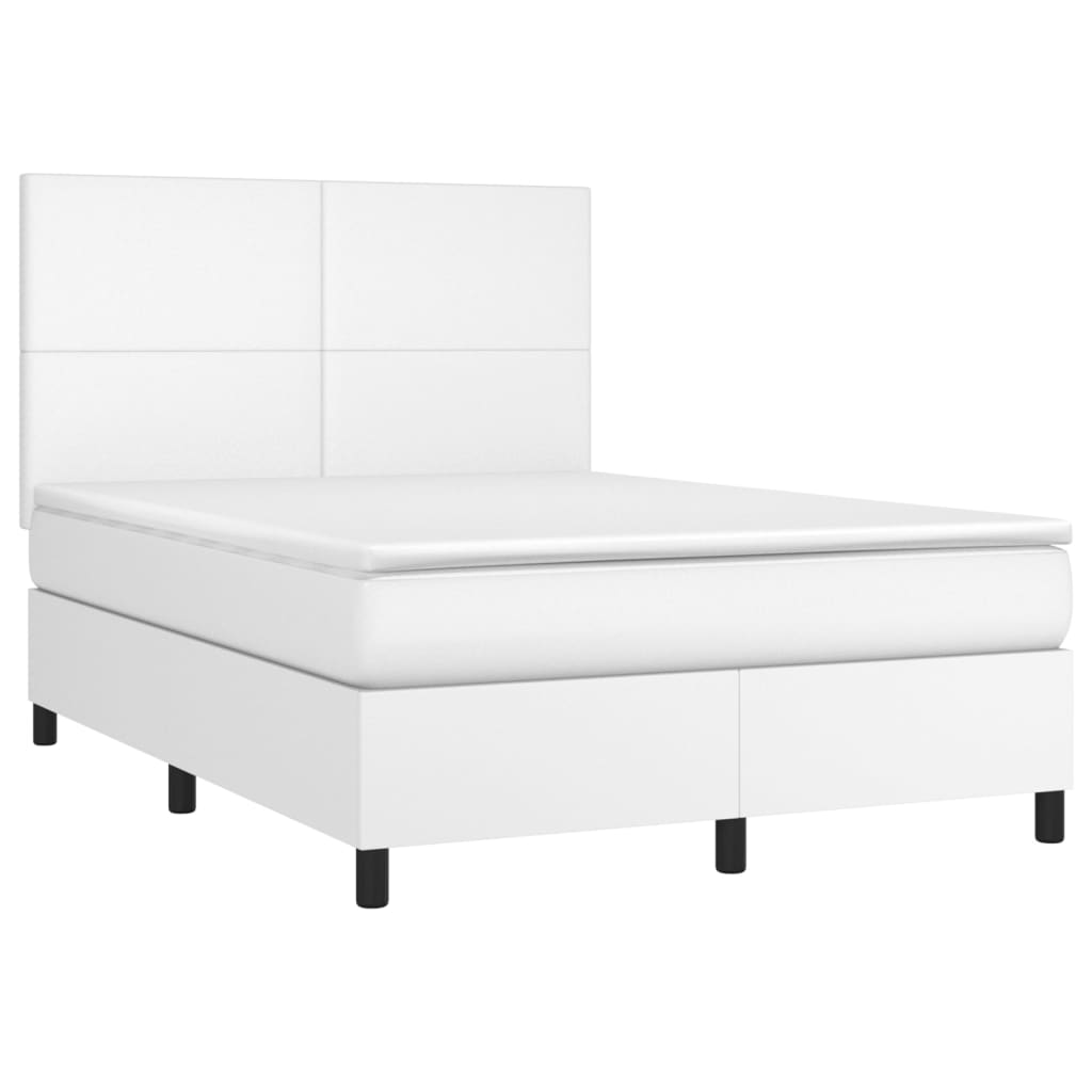 Krevet s oprugama i madracem bijeli 140x190 cm od umjetne kože