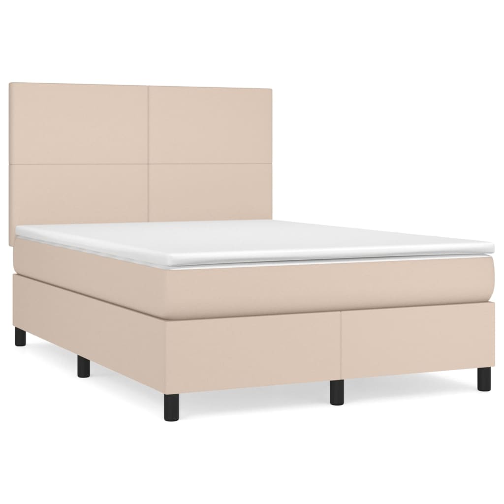 Krevet s oprugama i madrac cappuccino 140x190cm od umjetne kože