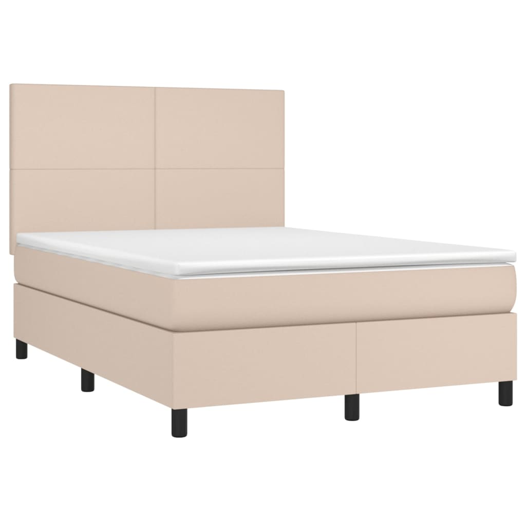 Krevet s oprugama i madrac cappuccino 140x190cm od umjetne kože